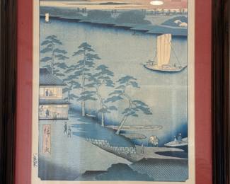 Woodblock print titled Niijuku by Utagawa Hiroshige, 1857