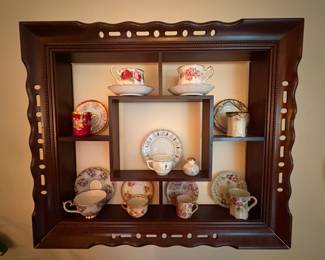 Vintage Display Case & Teacup Collection