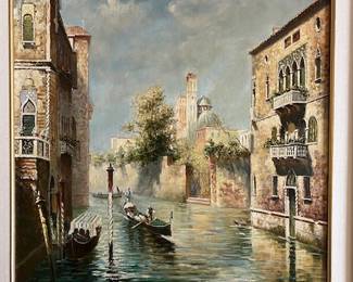 Oil painting by Carlo Rosselli (Italian/1939-) "Canale San Marco" 1967. We have two oils by Rosselli