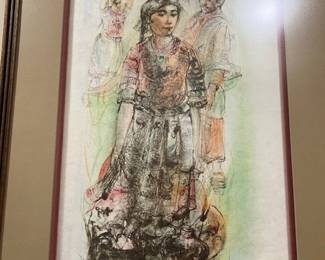 Lithograph by Hibel "Water Carrier" (49/225)