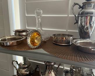 Collection of wine holders...crystal decanter...