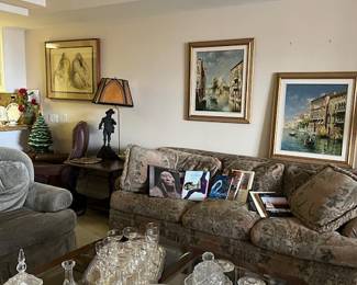 Bau couch, Bau club chairs, paintings, crystal...etc