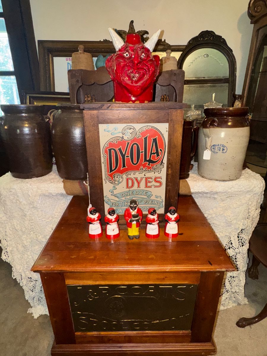 DY-O-LA Dyes Antique Advertising Cabinet
Black Americana
J. & P. Coats Spool Co. Spool Cabinet
