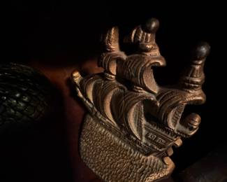 Vintage Cast Iron Ship Bookends