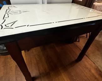 Antique Enamel Top Table
