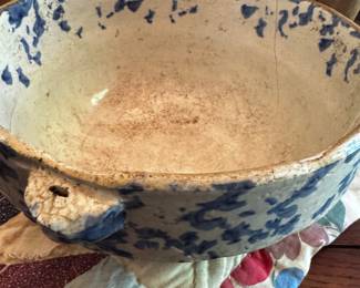 Antique Spongeware Glazed Stoneware