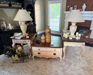 Thomas Kincaid coffee table and two end tables.