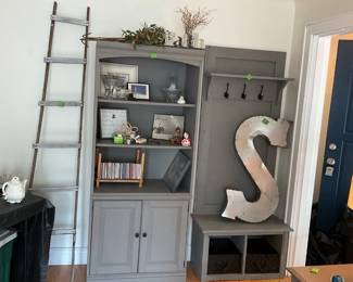 Shabby chic / farmhouse. Hall Entry Bench with Storage. Ladder, Cabinet