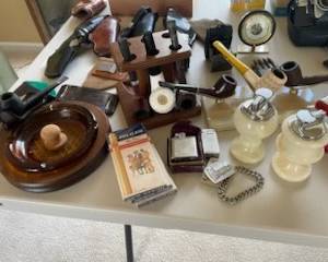 Pipe Holders, Marble Lighters and Other Lighters, Vintage Ashtray w/Pipe Holder