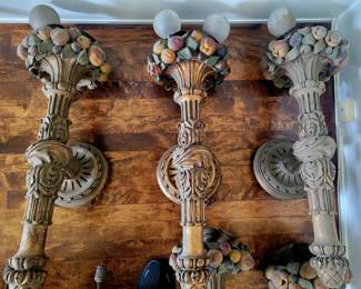 Large polychrome Baroque wall scones...circa 1913