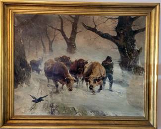 Large original oil painting by Ernst Meilsner...circa 1900. Listed artist