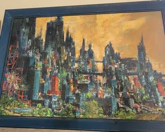 Original modernist oil painting/cityscape by Davidson