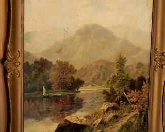 19th century antique oil painting landscape