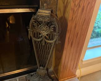 Antique Brass Peacock Fan Fireplace Screen
