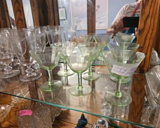 Uranium glass set of 6 cocktail glasses ( or fruit cups) $45 all
