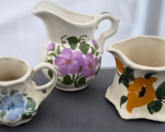 Cash Family Pottery hand painted creamers