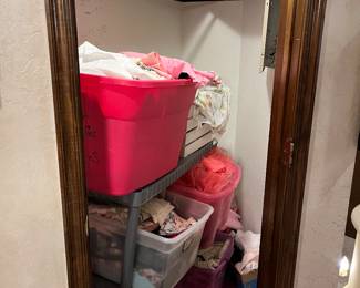 These totes are Full of Quilting Material. We are having you fill a bag for $5.00