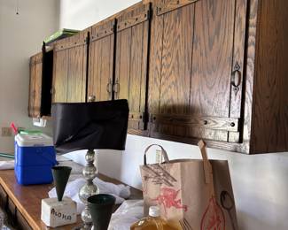 Another view of solid wood cabinets in garage