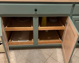 Kitchen cabinets (lower level) includes counter top $1200 sold wood