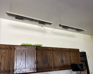 Hanging shop lights $10 each
Garage cabinets $150 set