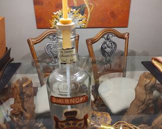 Vintage Smirnoff glass bottle and lamp accessory