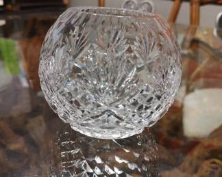 Vintage heavy clear crystal industrial rose bowl