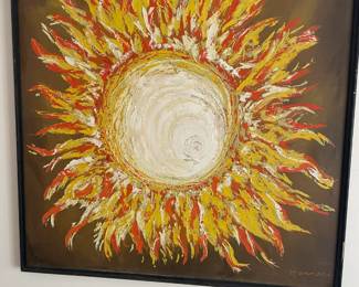 4' x 4' Modern Oil on Canvas Sunburst