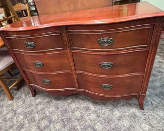 Mahogany serpentine double dresser