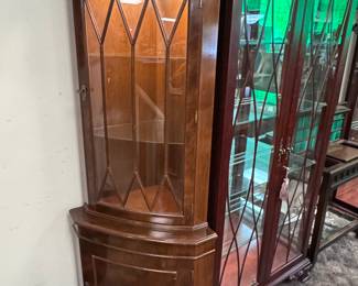 Second lighted mahogany corner cabinet 