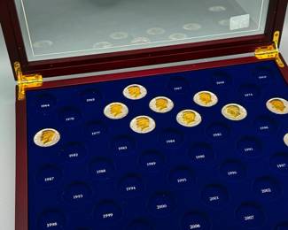 Gold and Silver Plated Kennedy Half Dollars and Display Case