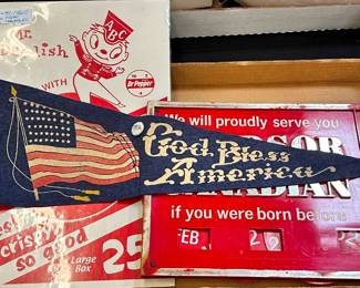 Vintage Advertising Items and Pennant