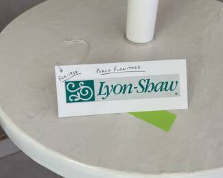 R26 - $1750. Vintage 1998 Lyon-Shaw Patio Furniture. EXCELLENT like new condition! Has always been in a temperature controlled sunroom. 2 Glider Chairs. 1 Gliding (or lockable in place) Couch. 1 Ottoman. Coffee Table. Floor Lamp. $1950. Vintage 1998 Lyon-Shaw Patio Furniture. EXCELLENT like new condition! Has always been in a temperature controlled sunroom. 2 Glider Chairs. 1 Gliding (or lockable in place) Couch. 1 Ottoman. Coffee Table. Floor Lamp.