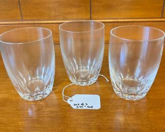 R172 - $10. Set of 3 Crystal Glasses. Measures 3.75" tall.