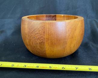 R21 - $20. Single wooden Bowl. Measures 6.5" wide x 3.75" tall.