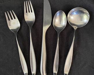 R33 - $450. Lauffer Mid Century Stainless Flatware. 55 Pcs.