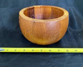 R21 - $20. Single wooden Bowl. Measures 6.5" wide x 3.75" tall.