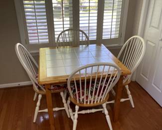 R59 - $125. Breakfast Table with 4 Chairs. Measures 38.5" square x 29.25" tall.