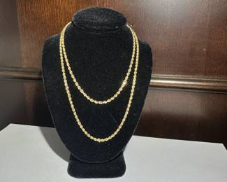 J1 - $550. 14kt gold necklace "Silk Rope" 24" chain. Excellent Condition.