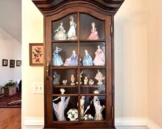 R46 - $175. Ethan Allen Secretary. Nice small desk size with narrow display cabinet on top.