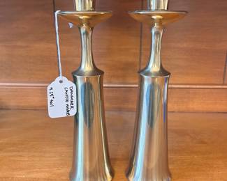 R161 - $95. Pair of Dansk Brass Candlesticks Jans Harald Quistgaard. Measures 9.25" tall.