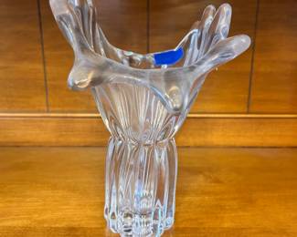 R168 - $50. COFRAC Art Glass Splash Vase. Measures 9.5" tall x 10" wide.