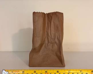 R110 - $60. Rosenthal Paper Bag Vase. Ceramic but looks like a bag!