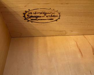 R47 - $225. Sprague of Carleton Solid Maple China Cabinet. Moves in 2 pieces. In excellent condition! Measures 54" wide x 77.5" tall (base is 35") x 20.5" deep