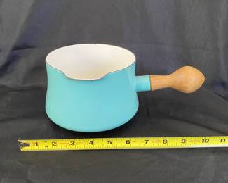 R1 - $30. Dansk Kobenstyle Pot in Teal. Overall very good condition - handle has a little wiggle and very minor chips along the edge.
