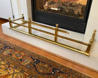R57 - $150 Vintage Brass Fireplace Fender. Measures 42.45" long x 9" tall x 13.5" deep.