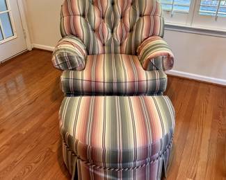 R43 - $95. Park Place Furniture Striped Chair & Ottoman.