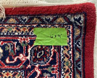 R101 - $275. Hand Knotted Wool Rug. Made in India. Measures 6' x 4'.