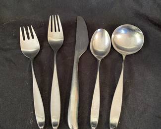 R33 - $450. Lauffer Mid Century Stainless Flatware. 55 Pcs.