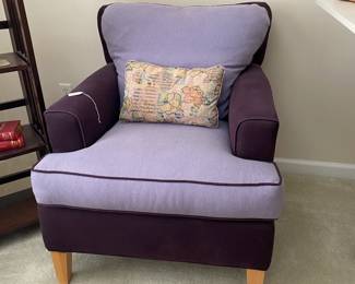 R97 - $95. Purple Side Chair. Measures 29" wide x 34" deep x 33" tall. Does have some minor fading.