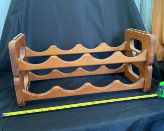 R32 - $60 PAIR. Selandia Designs Teakwood Wine Holders. 2 stacked.